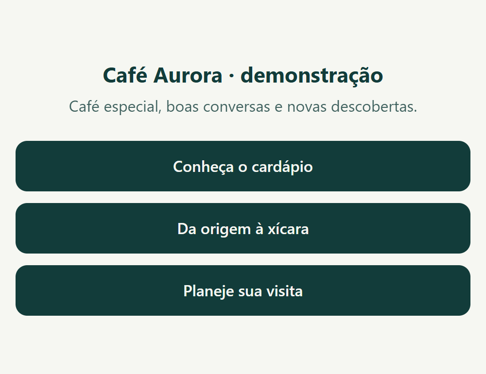 Página real de links da marca Café Aurora de demonstração.